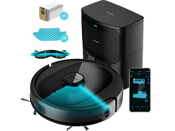 Robot aspirador - Cecotec Conga 8290 Immortal Ultra Power Home Genesis, Navegación láser,  7000Pa, 3 L, 280 min, Incluye base de autovaciado, Black