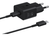 Cargador - Samsung EP-T2510XBEGEU, 25 W, Super Fast Charging, Con Cable, 1 m, Negro