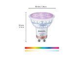 Bombilla inteligente - Philips  PHI WFB 50W GU10 GLASS 922-65 RGB 2PF/6, Luz blanca y multicolor, Pack 2, Blanco