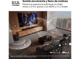 Barra de sonido - LG S80TY, Bluetooth, 480 W, 3.1.3 canales con subwoofer, Dolby Atmos y DTS, Negro