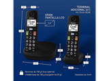 Teléfono - Panasonic KX-TGU112, Duo, Pantalla Retroiluminada, Botones Grandes, Compatible con Audífonos, Negro