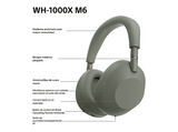 Auriculares inalámbricos - Sony WH-1000XM6, Cancelación ruido, 30h Autonomía, Hi-Res, Carga Rápida, Cómodo, Plegable, iOS/Android, Verde oliva