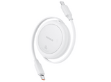Cable USB-C - Baseus Free2Pull, Retráctil, Tipo C a Tipo C, Cable de 100 cm, Universal, 60W, Blanco Luna