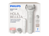Depiladora - Philips BRE738/00, Set belleza 9900 Series, 7 accesorios, SkinLED, ProGuide 360°, Exfoliación, Impermeable, 60 min batería