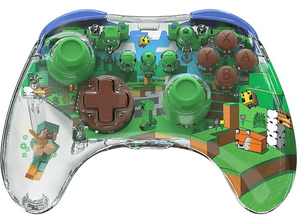 Mando - PDP Realmz Wireless Controller Minecraft Forest, Inalámbrico, Para Nintendo Switch, Con figura coleccionable en el agarre