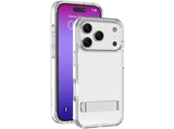 Funda móvil - CellularLine CLEAR STAND, Para iPhone 17 Pro, Esquinas reforzadas, Anti-amarilleo, Con soporte integrado, Antibacteriana, Transparente