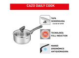 Cazo - Tefal Daily Cook G7122, 1.5 l, 16 cm, Acero Inoxidable, Tapa erguida, Mangos ergonómicos antiquemaduras, Apto lavavajillas