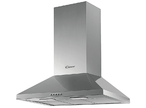 Campana - Candy CCE117/1X, 3 velocidades, 305 m3/h, 70 cm ancho, Filtro carbono, Inox