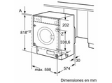 Lavadora secadora integrable - SIEMENS WI12W327ES, Serie IQ500, 8 kg, 1200 rpm, 8 programas, WaterPerfect Plus, VarioSpeed,  Blanco