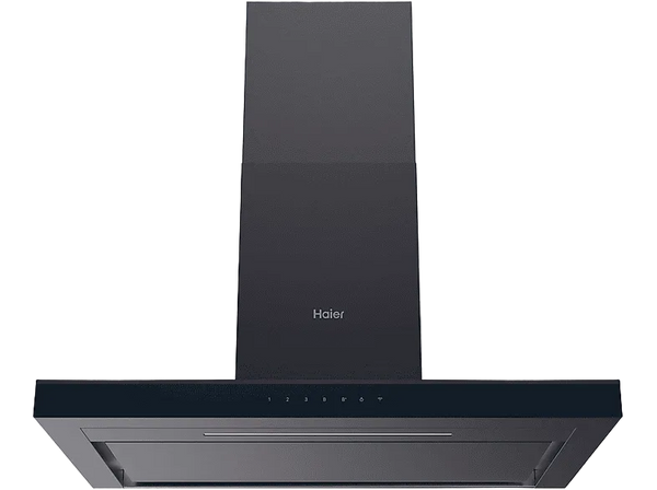 Campana decorativa - Haier HATS9CBS4BWIFI, 5 velocidades, 701 m3/h, Iluminación LED, 90 cm, Negra