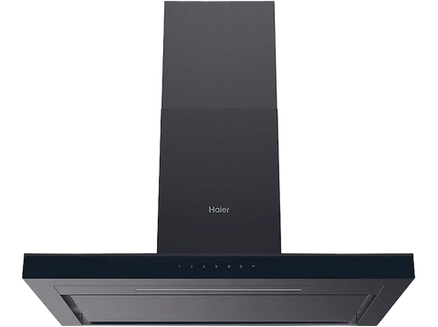 Campana decorativa - Haier HATS9CBS4BWIFI, 5 velocidades, 701 m3/h, Iluminación LED, 90 cm, Negra