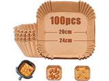 Accesorio freidora - Koenic KSA-0004, Papel Airfryer, Cuadrado, 20 cm, Papel 100 % natural, 100 piezas, Marrón