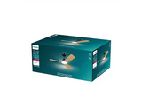 Ventilador de techo - Philips Olas, 30 W, 6 Velocidades, 106 cm, 2650 lúmenes regulables, Mando a distancia, Negro/Madera