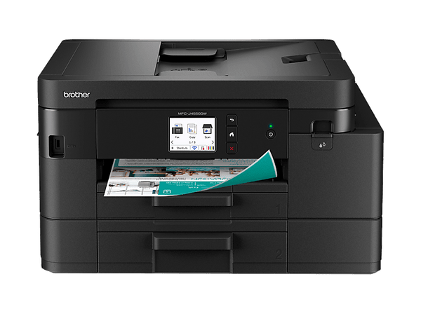 Impresora multifunción tinta - Brother MFC-J4550DW, Impresión doble cara, Impresión a Color, Wi-Fi, Bandeja 400 Hojas, Negro