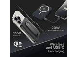 Powerbank - CellularLine Mag Stand, 5000 mAh, 20 W, Carga inalámbrica, USB C, Negro