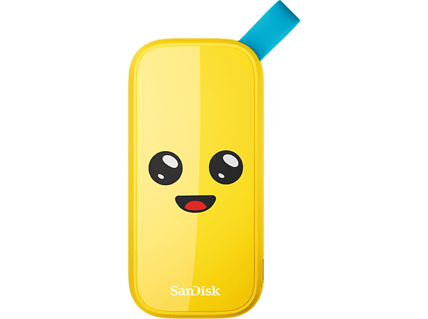 Disco duro SSD externo 1TB - Sandisk Fortnite® Portable SSD, edición Banano, Peely, Hasta 800 MB/s, USB 3.2, Amarillo