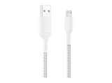Cable USB-C a Lightning - Belkin CAA020, 1 m, Compatible con iPhone, USB-A con conector Lightning, Trenzado, Blanco