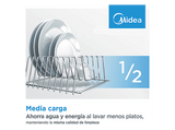 Lavavajillas - Midea MFD60S080X, 12 Servicios, 4 Programas, Ancho 59.8 cm, Inicio Diferido, Inox