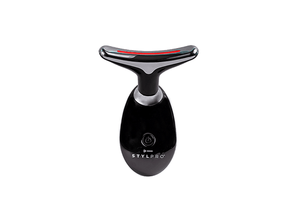 Masajeador LED - StylPro Fabulous Firmer Neck & Face, Para Cara, Luz LED roja, azul y verde, Apto para Viajes, Negro