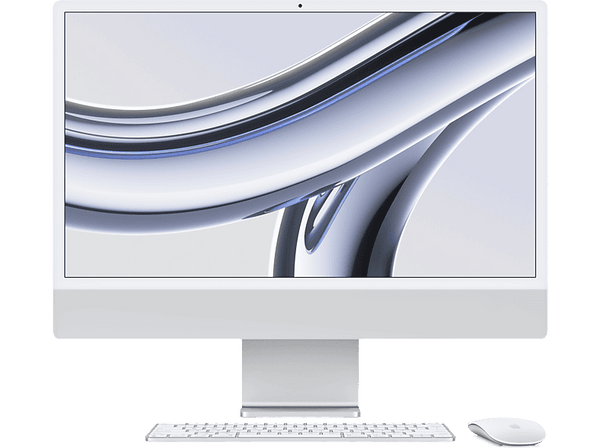 Apple iMac (2023) MQR93Y/A, 24" Retina 4.5K, Chip M3, CPU de 8 núcleos, GPU de 8 núcleos, 16GB de RAM, 256GB de SSD, Gigabit Ethernet, Plata