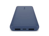 Powerbank - Belkin BPB011BTBL, 10000 mAh, Dos puertos USB-A de 12 W, Un puerto USB-C de 15 W, Azul