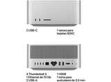 Apple Mac Studio Chip M5 Max, CPU de 18 núcleos,  GPU de 32 núcleos, Neural Engine de 16 núcleos, 36 GB RAM, 512 GB  SSD, Plata