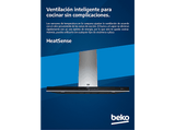 Campana convencional - Beko BHCA66641BBHS, Velocidades 3 + Intesivo, 445 m³/h, Inclinada, Negro