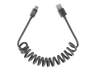 Cable - CellularLine SPIRAL, Extensible hasta 120 cm, Para coche, Anti-enredos, Acabado seda, USB a Tipo C, Negro