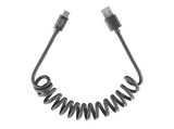 Cable - CellularLine SPIRAL, Extensible hasta 120 cm, Para coche, Anti-enredos, Acabado seda, USB a Tipo C, Negro