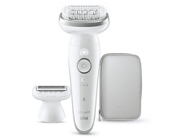 Depiladora - Braun Silk·épil 9 9-030, Depiladora en seco y en mojado, Piel suave duradera, +2 Accesorios de rasurado y recorte, Plata