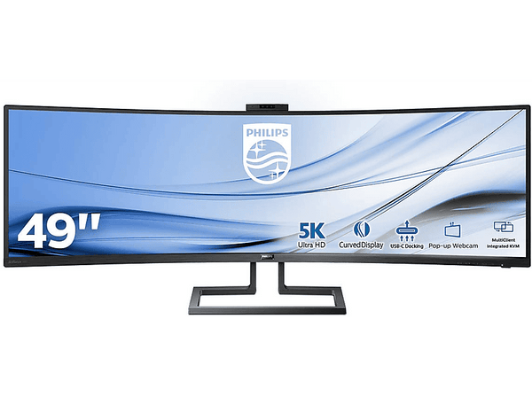 Monitor - Philips 499P9H, 48.8" Ultra Wide 5K, SuperWide 32:9, 5 ms, HDR400, LowBlue, USB-C, HDMI, Negro