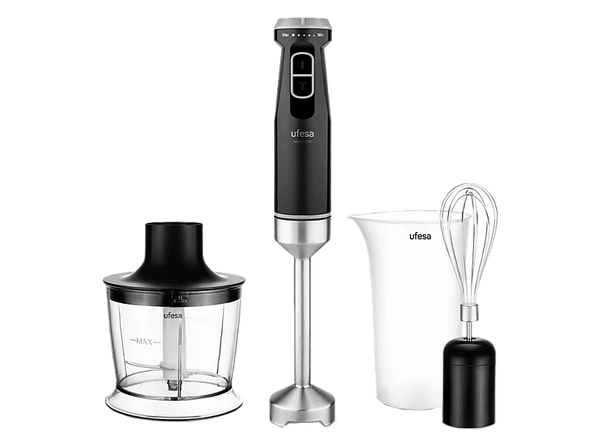 Batidora de mano - Ufesa Mars 1200 Max, 1200 W, Totalmente variable, Función Turbo, Plata y Negro