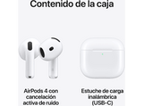 Apple AirPods 4 con Cancelación Activa de Ruido (2024 4ª gen), Inalámbricos, Bluetooth®, Estuche de carga inalámbrico, Chip H2, Siri, USB-C, Blanco