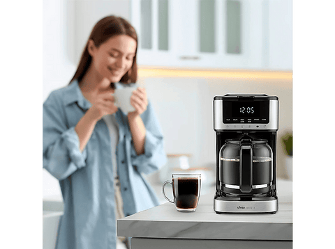 Cafetera de goteo - Ufesa Ariccia 14, 900 W, 1.8 l, 14 tazas, Negro y Plata