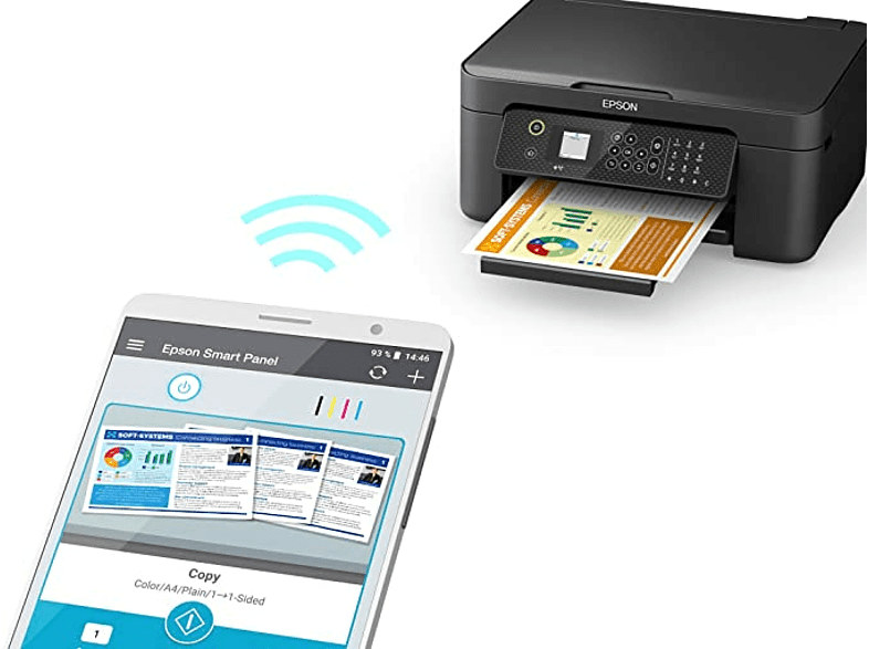 Impresora multifunción - Epson WF-2910DWF, Inyección de tinta, 33 ppm, WiFi, 5760 x 1440 DPI, Negro