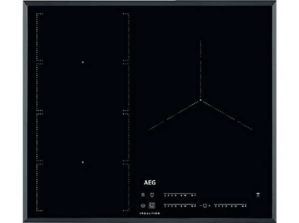 Placa de inducción - AEG IKE63471FB, 3 zonas, Zona grande 28 cm, Biselada, 60 cm, Negro