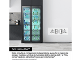 Frigorífico americano - Samsung Family Hub Bespoke AI RS90F66BETEF, Twin Cooling, 178.4 cm, 614 l, Dispensador agua y hielo, Balda botellero, Inox