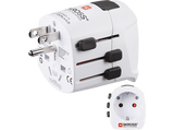 Adaptador enchufe - Hama World Travel Pro Light, 3 clavijas, Universal, 250 V, Blanco