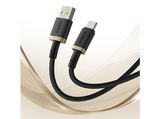 Cable USB - Baseus Dura, USB a USB-C, 100 cm, 60W, Carga rápida, Ultrarresistente, Negro y Dorado