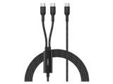 Cable USB - Belkin BoostCharge Pro Cable trenzado USB-C a doble USB-C de 140 W, 1.5 m, Universal, Negro