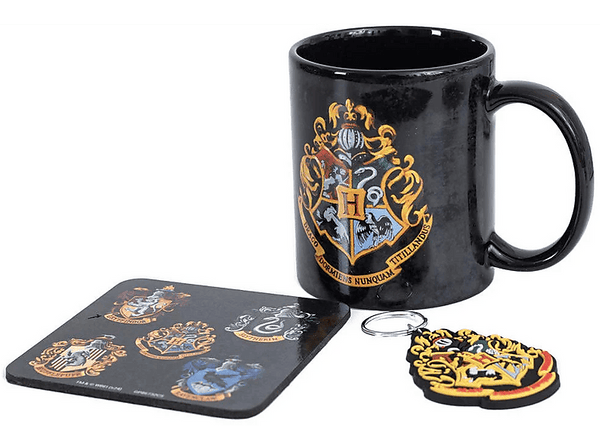 Pack Merchandising - Pyramid International, Harry Potter: Escudo colorido, Taza + Llavero +Posavasos