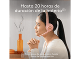 Auriculares inalámbricos - Logitech Zone 300, Bluetooth, Micrófonos (volteable) con cancelación de ruido, Hasta 20h batería, Multidispositivo, Rosa