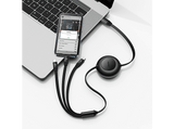 Cable USB - Baseus 3-en-1 Bright Mirror, 100W, Cable retráctil, Carga rápida multidispositivo, USB-C a USB-C-Lightning-Micro, 110 cm, Negro
