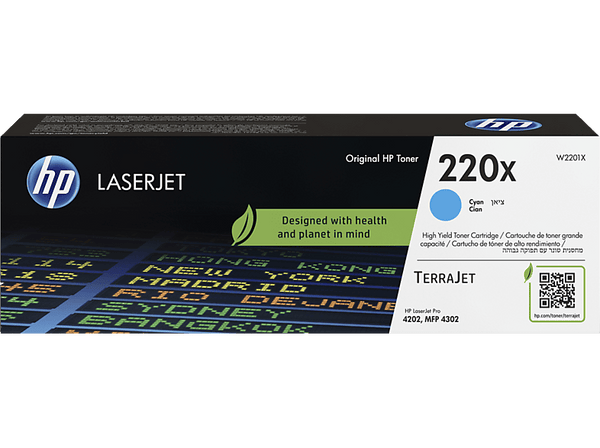 Tóner - HP LaserJet 220X Cian, Alto rendimiento, Hasta 5500 páginas, HP TerraJet, Cian