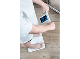 Báscula analizador de fitness - Jata HBAS2501, Peso máx. 180 kg, Pantalla LCD, 8 Sensores Alta Precisión, Memoria para 8 Personas, Blanco