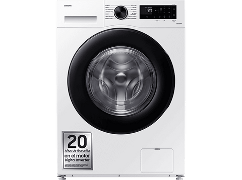 Lavadora carga frontal - Samsung WW80CGC04DAEEC, 8 kg, 1400 rpm, EcoBubble™, Función WiFi con SmartThings, Blanco