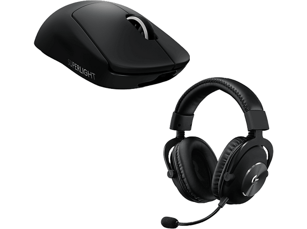 Auriculares gaming - Logitech G Pro X + Ratón gaming Pro X Superlight, Inalámbricos, Micrófono, Reducción de ruido, Hero 25K, Lightspeed, Negro