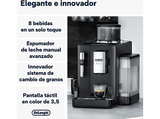 Cafetera superautomática - De'Longhi Rivelia EXAM440.35.B, Molinillo integrado, Espumador leche, Táctil, 4 perfiles, 8 recetas, 19bar, 1450W, Negro