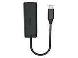 Adaptador cable - Hama 00200360, USB-C a RJ45, 2.5 Gbps, 10/100/1000/2500 Mbps, Negro