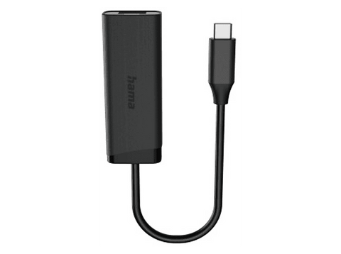 Adaptador cable - Hama 00200360, USB-C a RJ45, 2.5 Gbps, 10/100/1000/2500 Mbps, Negro